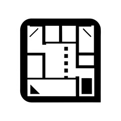 A top-down room layout plan showing furniture placement and composition.