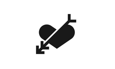 Love Heart with Neptune’s Arrow Icon Vector Design, Romance Symbol, Cupid Inspired Heart Graphic, Valentine and Love Illustration, Ideal for Dating Apps, Romantic Gifts, Valentine’s Day Promotions