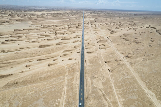 drone view of the Qinghai Yardang/Yadan Landform
