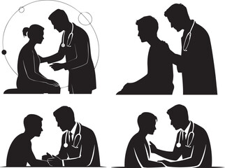 Silhouette of doctor examining a patient in hospital clinic