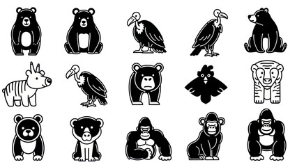Black and white animal illustrations for design and creative projects © Gwe