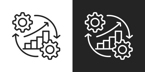 Continuous Improvement Icon In Black And White Line Style