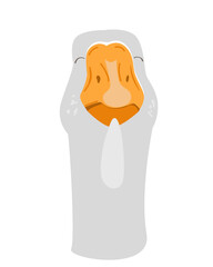 Cute happy cartoon goose head portrait. Vector isolated illustration.