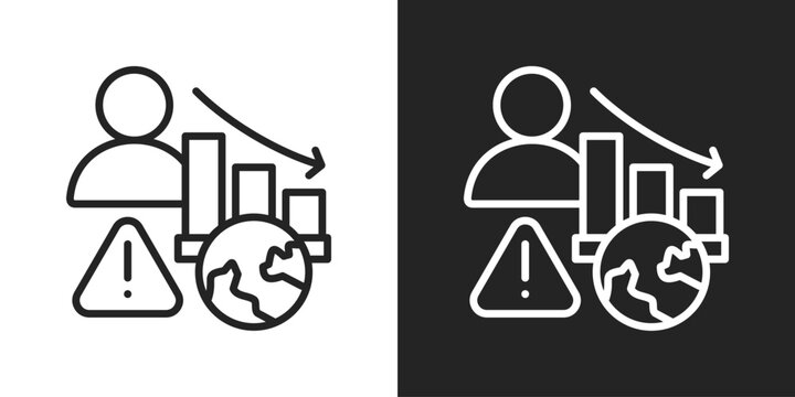 Economic Crisis Icon In Black And White Line Style