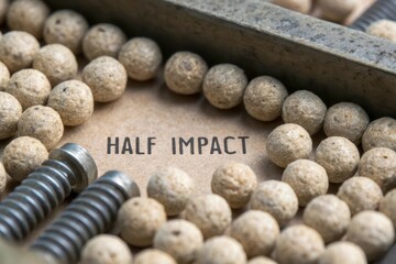 Close up shot of kenaf pulp beads pressed halfway with half impact