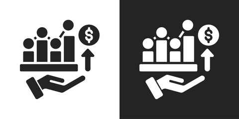 Incremental Icon In Black And White Glyph Style