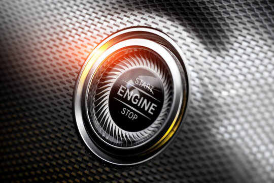 the start stop button of a modern car engine