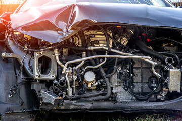 Fototapeta premium a car damaged in an accident front view