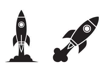 Rocket icon set. business start up symbol. rocket launching sign. vector silhouette