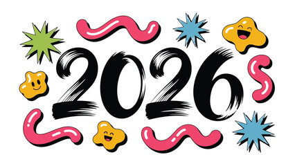 Optimistic Future: Playful imagery featuring the year 2026, radiating with a sense of vibrant anticipation and a hopeful outlook. 