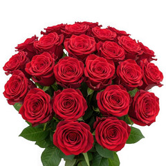 Obraz premium A large bouquet of vibrant red roses isolated on transparent background