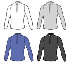 長袖Tシャツ、ハーフジップ、メンズ用