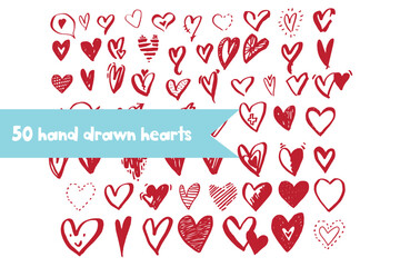 Hand drawn hearts set created in a playful sketch style. The collection includes different heart shapes, doodles, arrows and decorative elements. Perfect for Valentine’s cards, stickers, invitations, 