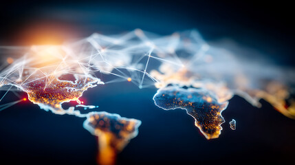 Global network world map data connection digital light technology finance economy trend forecast financial