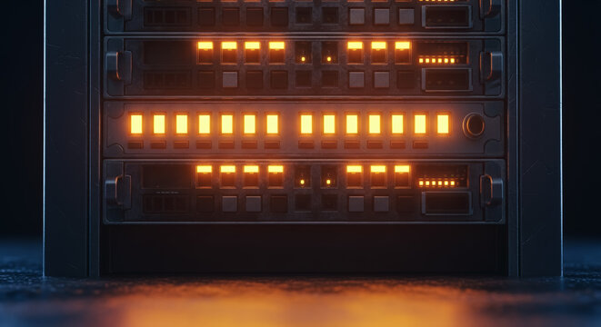 Illuminated server rack signifies the digital age. This image depicts a technologically advanced server rack, its lights glowing. - Powered by Adobe