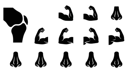 Black and white vector illustration of body parts with copy space