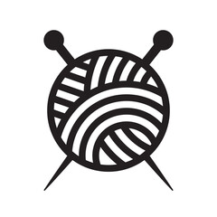 🧶 Yarn Ball and Crossed Knitting Needles Icon Vector