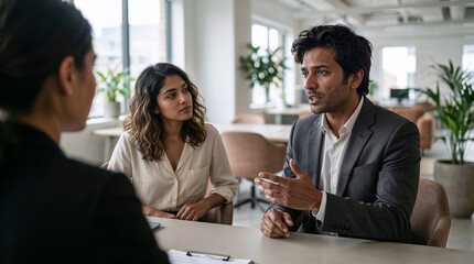 Dynamic business discussion: diverse team in strategic consultation