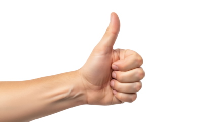 Isolated hand gesture, positive affirmation concept, success and agreement symbol. Upward