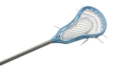 Isolated light blue lacrosse stick with white net for playing a team sport game outdoors