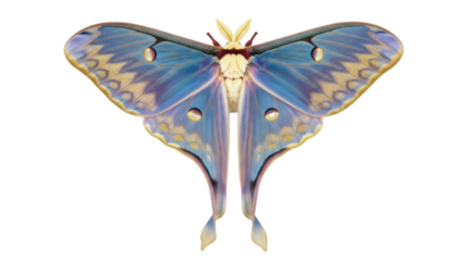 Isolated luna moth, an example of insect diversity, showcasing intricate wings and vibrant colors