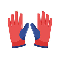 Obraz premium Pair of Red and Blue Gardening Gloves Isolated on White Background, Ready for Outdoor Activities