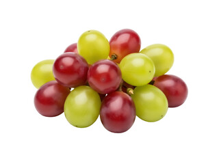 Isolated pile of fresh red and green grapes with their stems and a juicy, ripe texture
