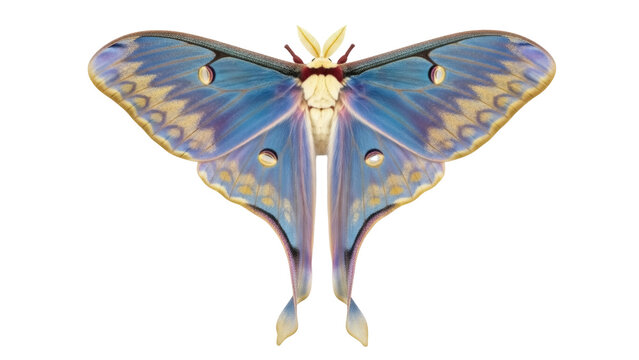Isolated luna moth, an example of insect diversity, showcasing intricate wings and vibrant colors