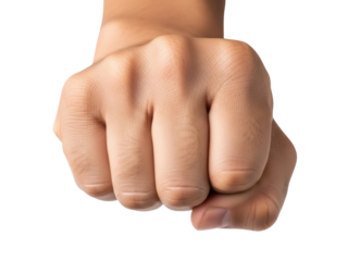Isolated human fist ready to punch, conceptual gesture for confrontation or disagreement