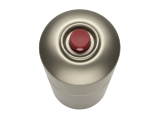 Isolated round dimmer switch with a red knob used to control electrical light levels
