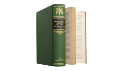 Isolated vintage hardcover book with pages open for reading, literary interest, library