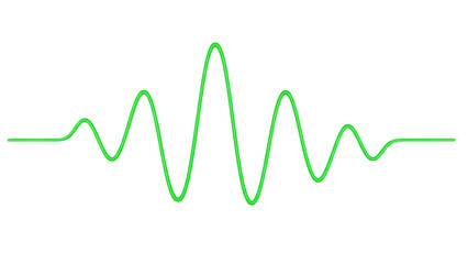 Isolated Green Line Graph Showing Volatility, Pulse, Energy, or Sound Visualization, No Background