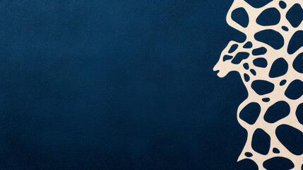 Dark blue textured leather background with beige giraffe spot pattern cutout overlay