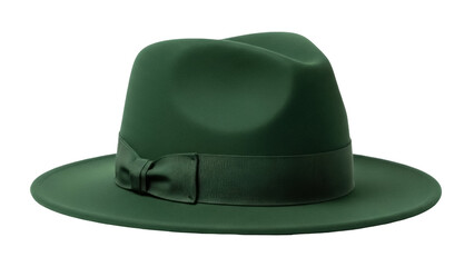Isolated Green Fedora Hat for Men or Women with Banded Ribbon, a Stylish Head Accessory