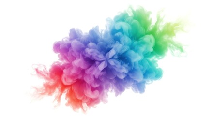 Fototapeta premium Abstract colorful smoke cloud isolated on white background artistic illustration