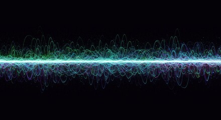 Abstract digital sound wave illustration on black background audio visualizer concept data stream