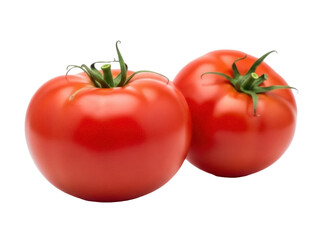 Isolated view of two ripe and juicy tomatoes, fresh and ready to be used in the kitchen