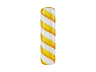 Isolated, candy cane with yellow stripes, festive treat, Christmas decoration, sweet sugar snack