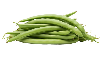 Isolated green beans in a pile ready for cooking a side dish or a healthy meal for a family