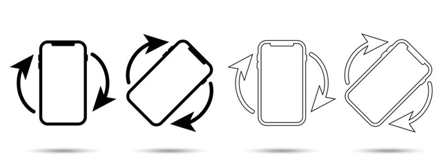 Rotate smartphone icon. Rotate smartphone icon on a white background, isolated. The icon has three uses in applications and websites. Vector illustration. Rotate smartphone icon on a white background.