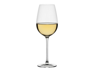Isolated goblet of golden wine, still life of sommelier's choice, stemware with liquid