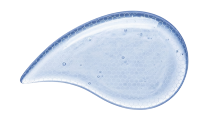 Isolated light blue gel drop with abstract pattern on surface for cosmetic beauty product