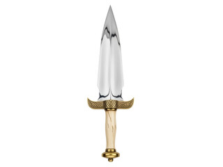 Isolated dagger with intricate hilt decoration and tapered blade, fantasy weapon, collectible