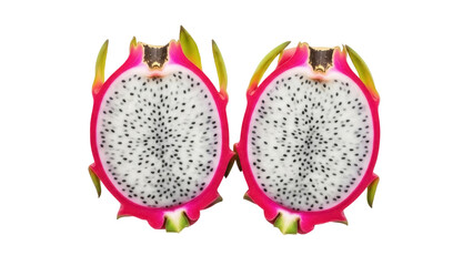 Isolated Dragon Fruit Halves Offer an Exotic and Refreshing Taste of the Tropics and Asian Culture