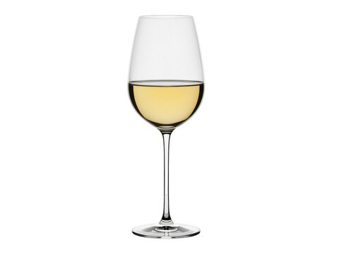 Isolated goblet of golden wine, still life of sommelier's choice, stemware with liquid