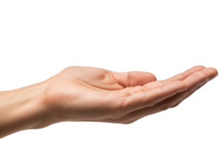 Isolated human hand offering, presenting, open palm up, gesture of giving, holding or receiving