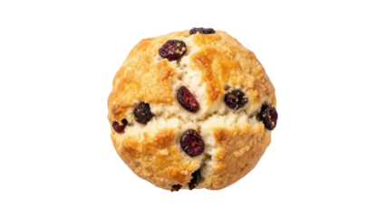 Isolated cranberry scone, a delicious pastry treat for tea time, breakfast, or dessert