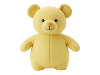 Isolated cute stuffed toy in a yellow color, soft stuffed animal for children and babies