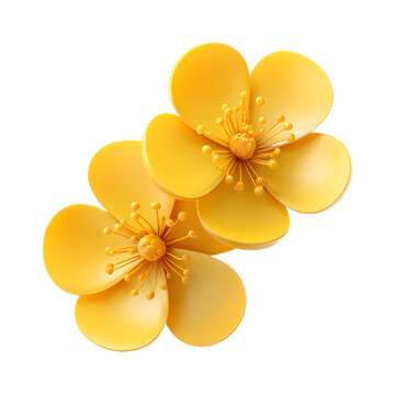 Golden plum blossoms 3d icon symbolizing spring beauty and renewal.