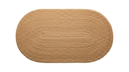 Isolated natural rope rug, handmade jute rug, sustainable decor, oval shape, home furnishing